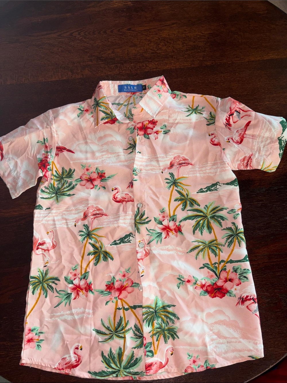 Pink Tropical Flamingo Button-Up Shirt for Kids